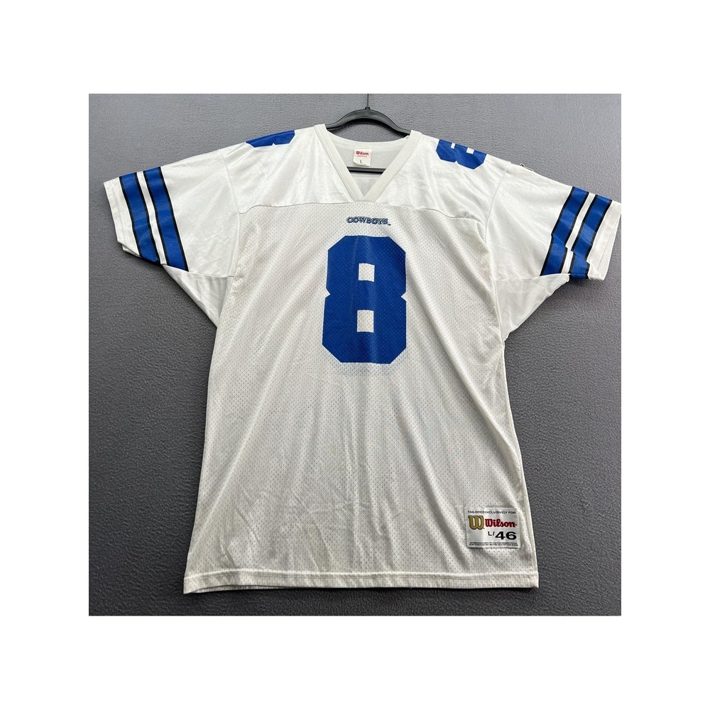 VTG Wilsons Dallas Cowboys Jersey Men's Large Troy Aikman 46 White Mesh USA